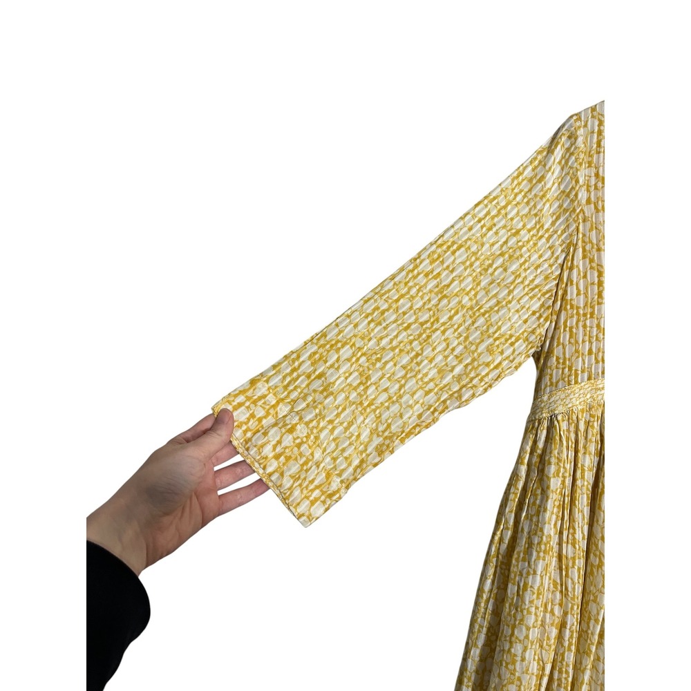 HATCH Kenzie Maternity Mini Dress in Yellow Floral Crinkle with Pockets - Picture 9 of 15